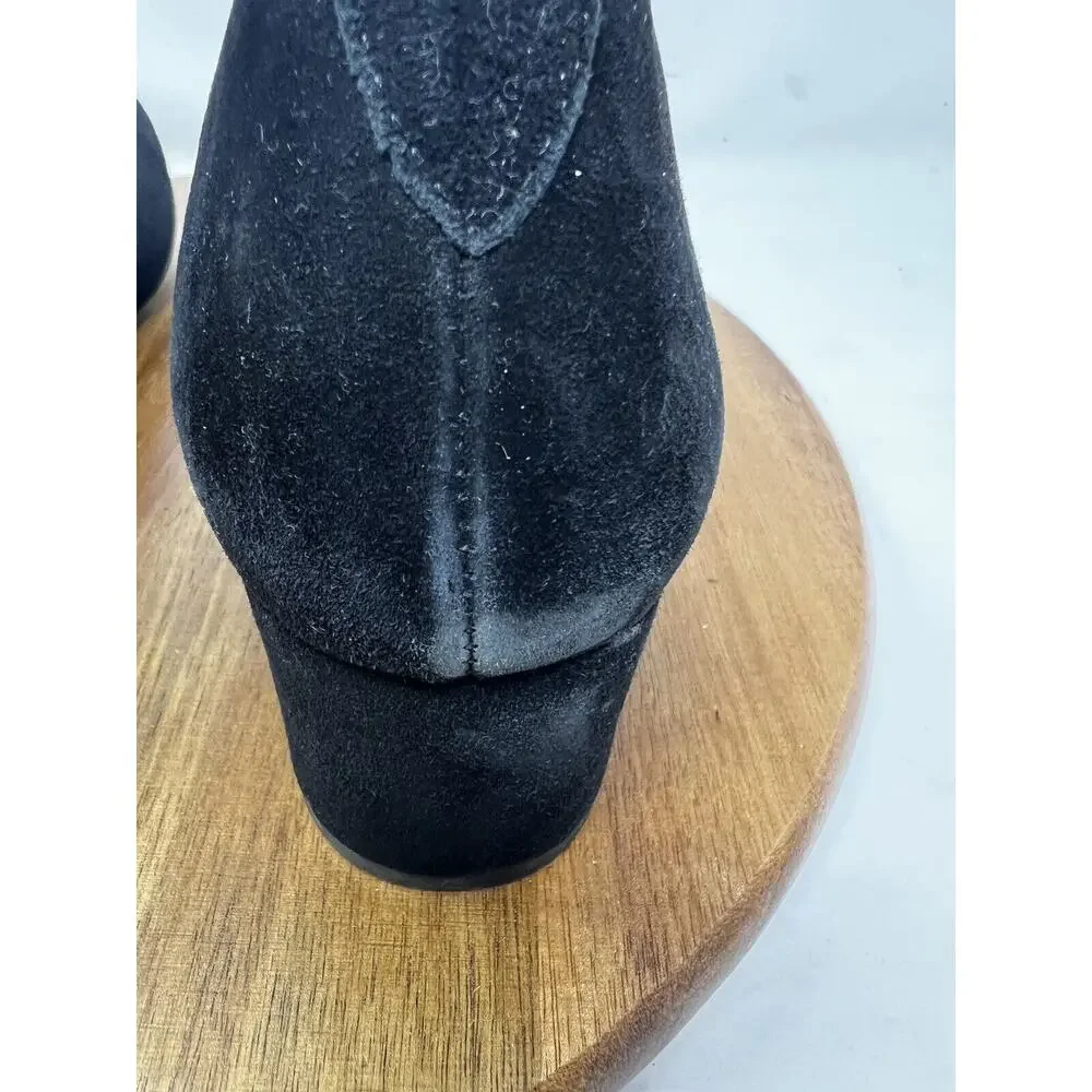 Hassia Shoe Womens 8 Black‎ Suede Block Heel Pump Slip On